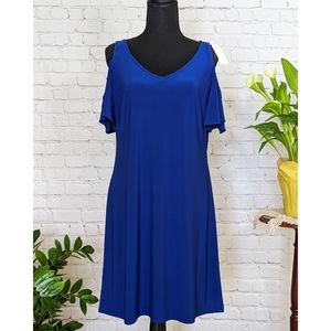 Blue Shoulder Cut Off Dress - Medium